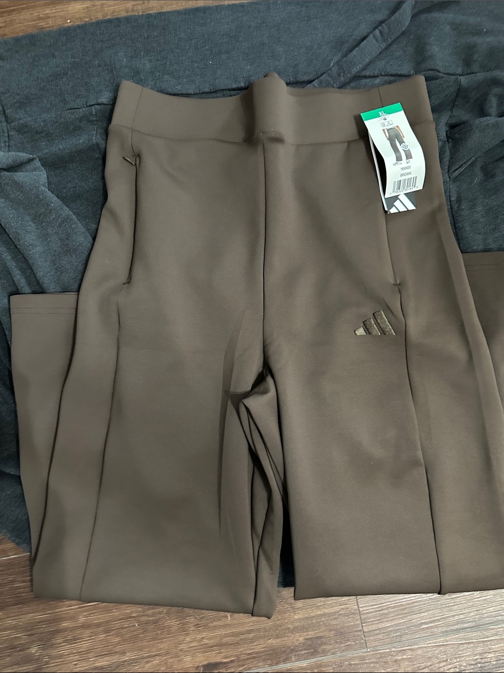 adidas Brown Slim Performance Pants with Logo